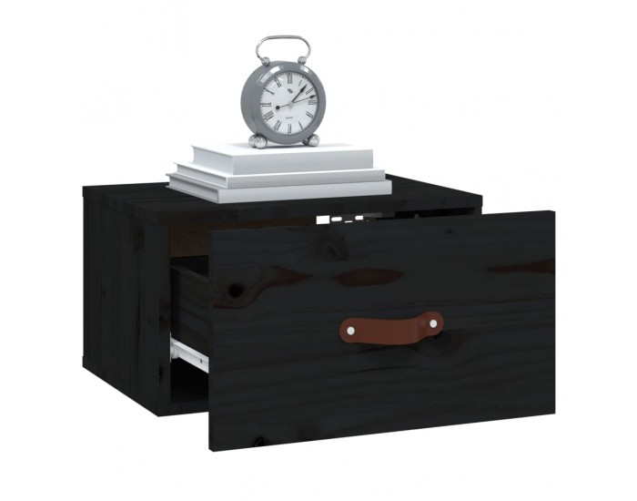 Sonata H Нощни шкафчета за стенен монтаж, 2 бр, черен, 40x29,5x22 см