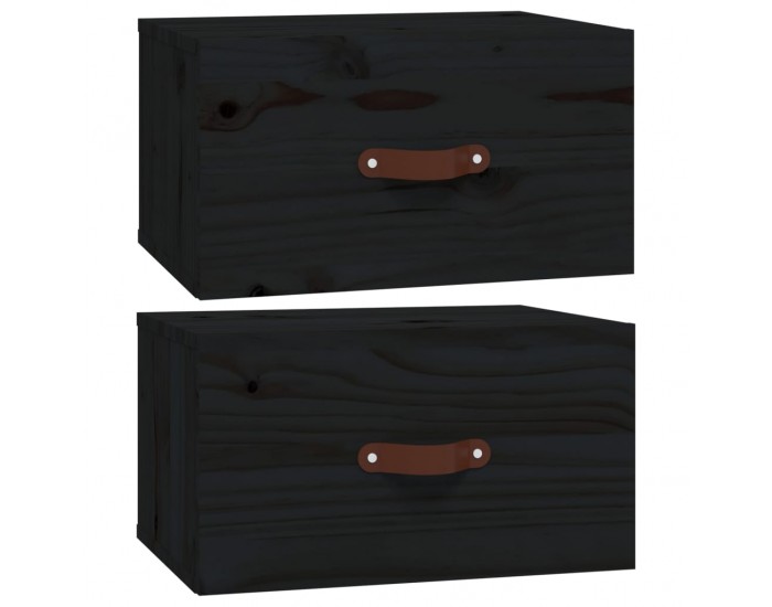 Sonata H Нощни шкафчета за стенен монтаж, 2 бр, черен, 40x29,5x22 см