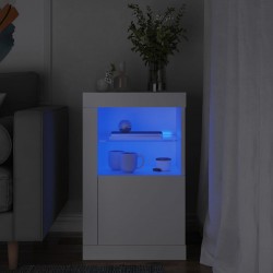 Sonata H Страничен шкаф с LED осветление, бял, инженерно дърво Sonata H Страничен шкаф с LED осветление, бял, инженерно дърво - Гардероби