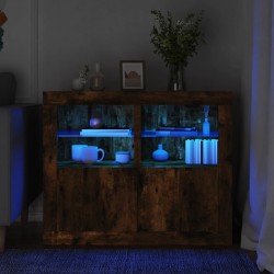 Sonata H Странични шкафчета с LED, 2 бр, Опушен дъб, инженерно дърво Sonata H Странични шкафчета с LED, 2 бр, Опушен дъб, инженерно дърво - Гардероби