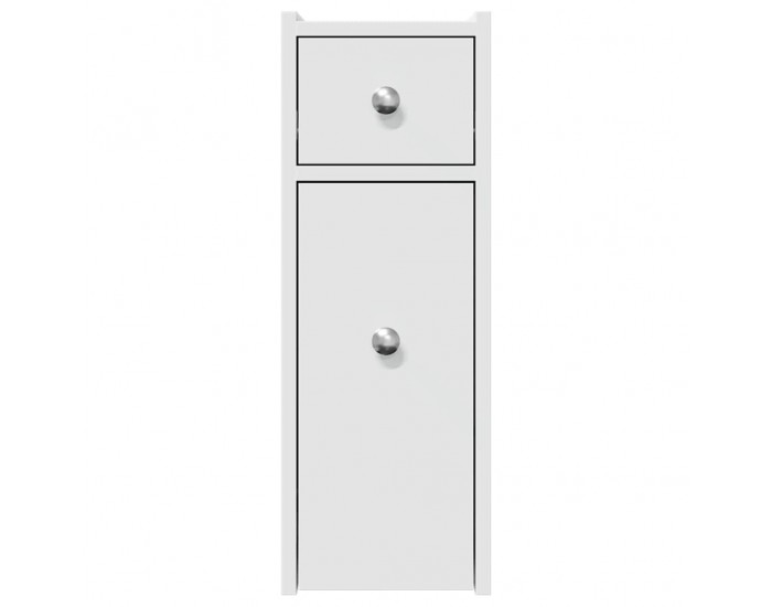 Sonata H Тесен скрин за баня с колелца, бял, инженерно дърво