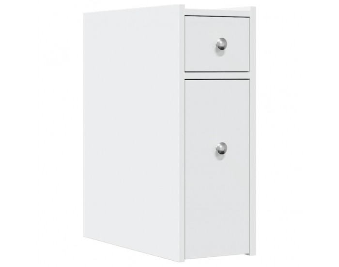 Sonata H Тесен скрин за баня с колелца, бял, инженерно дърво