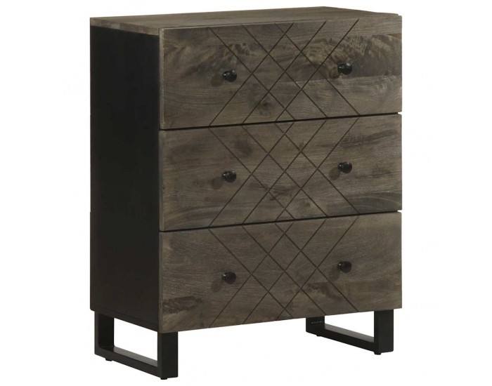 Sonata H 3 броя бюфети черен 60x33x75 cm Масивна дървесина Манго