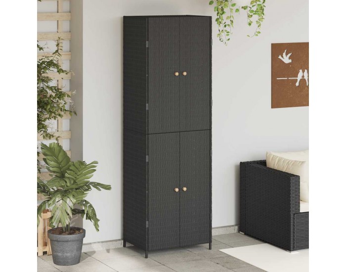 Sonata H Градински шкаф за съхранение, черен, 59x40x180 см, полиратан