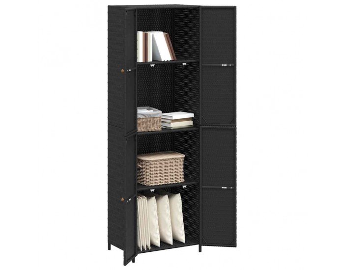 Sonata H Градински шкаф за съхранение, черен, 59x40x180 см, полиратан