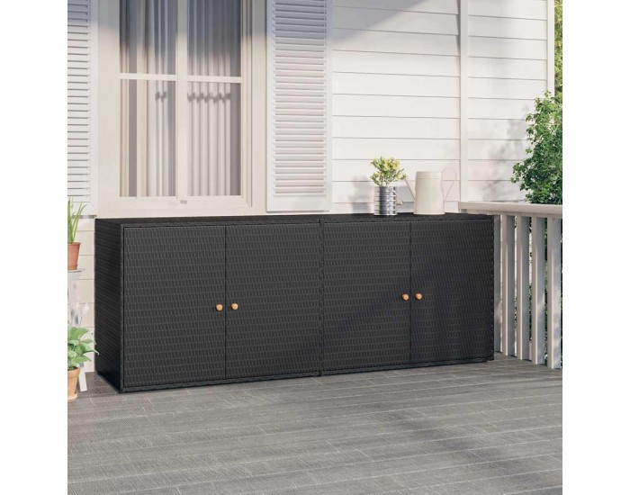Sonata H Градински шкаф за съхранение, черен, 198x55,5x80 см, полиратан
