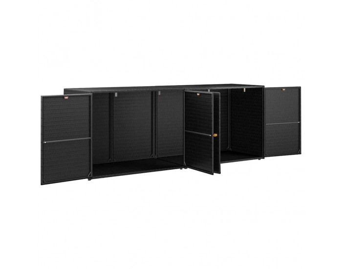 Sonata H Градински шкаф за съхранение, черен, 198x55,5x80 см, полиратан