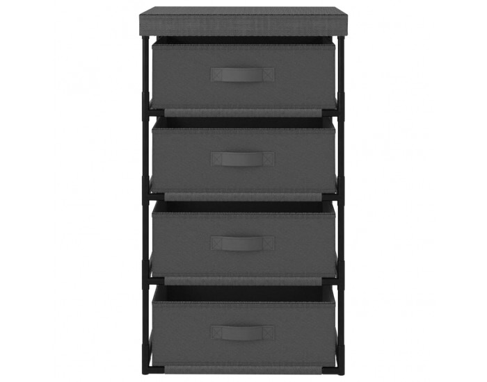 Sonata H Етажерка за съхранение с 4 текстилни кошове, стомана, сива