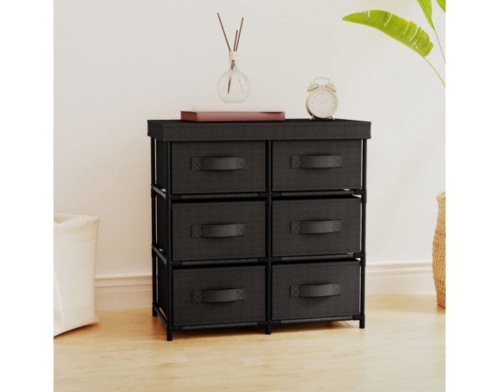 Sonata H Шкаф за съхранение с 6 чекмеджета, 55x29x55 см, черна стомана