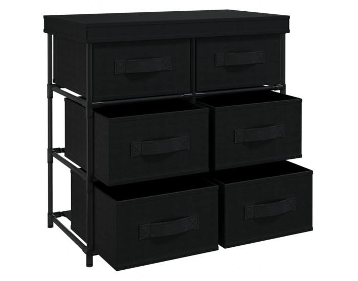 Sonata H Шкаф за съхранение с 6 чекмеджета, 55x29x55 см, черна стомана