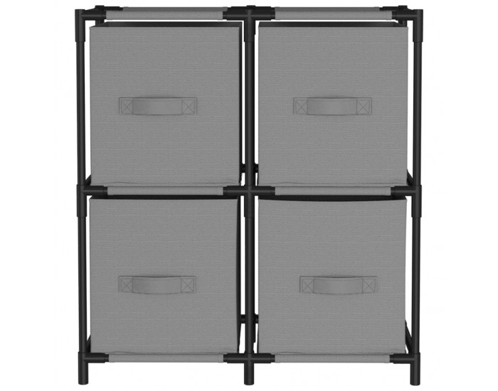Sonata H Шкаф за съхранение 4 текстилни кошници сив 63x30x71 см стомана