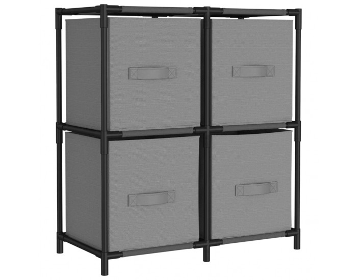 Sonata H Шкаф за съхранение 4 текстилни кошници сив 63x30x71 см стомана
