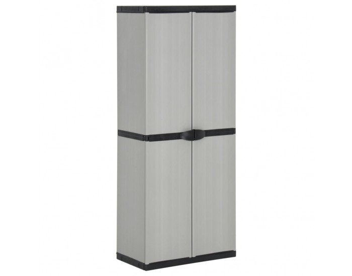 Sonata H Градински шкаф за съхранение с 3 рафта сиво-черен 68x40x168 см