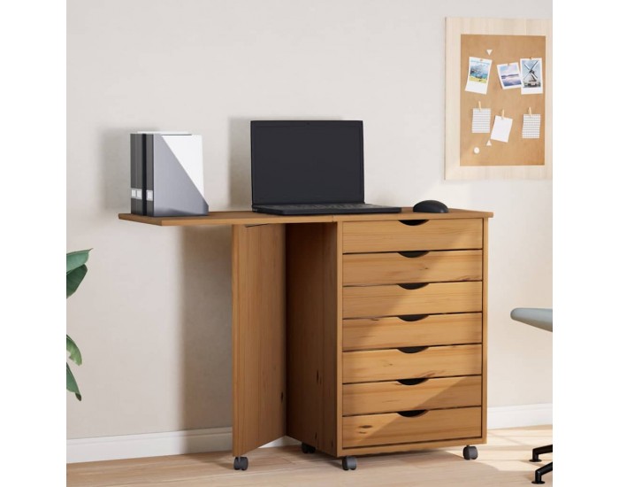 Sonata H Шкаф с колелца и бюро MOSS, меденокафяв, бор масив