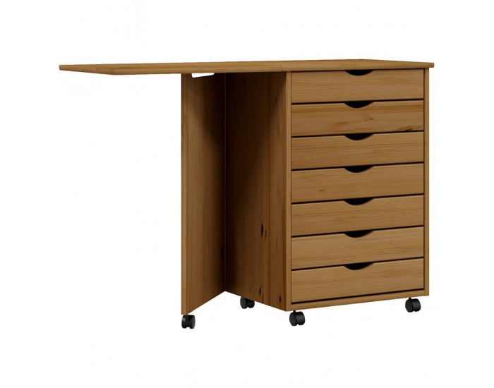 Sonata H Шкаф с колелца и бюро MOSS, меденокафяв, бор масив