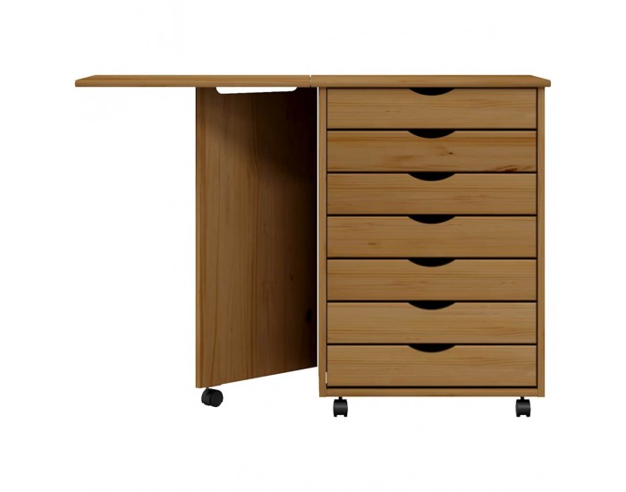 Sonata H Шкаф с колелца и бюро MOSS, меденокафяв, бор масив