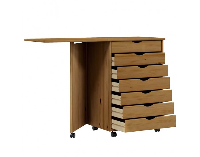 Sonata H Шкаф с колелца и бюро MOSS, меденокафяв, бор масив