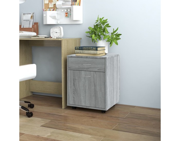 Sonata H Шкаф с колелца, сив сонома, 45x38x54 см, инженерно дърво