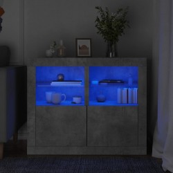 Sonata H Странични шкафчета с LED, 2 бр, бетонно сиво, инженерно дърво Sonata H Странични шкафчета с LED, 2 бр, бетонно сиво, инженерно дърво - Гардероби