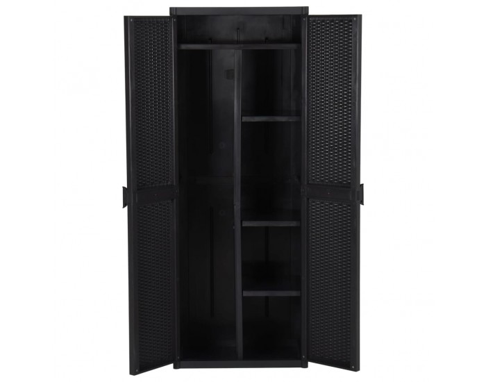 Sonata H Градински шкаф за съхранение, черен, 65x45x172 см, PP ратан