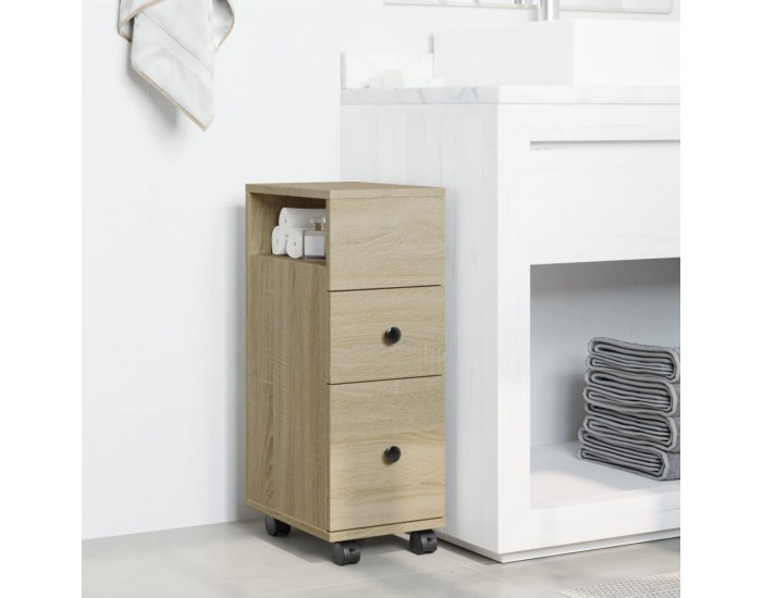 Sonata H Тесен шкаф за баня с колелца, дъб сонома, инженерно дърво