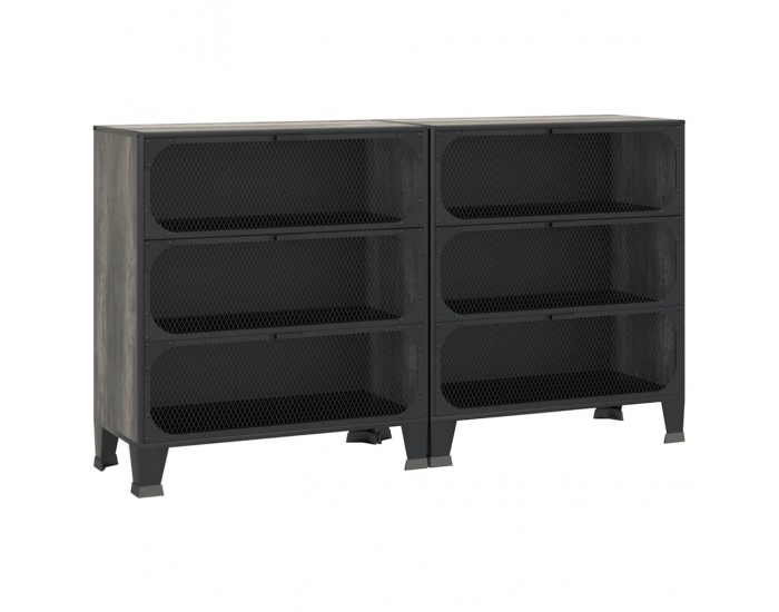 Sonata H Шкафове за съхранение, 2 бр, сиви, 72x36x82 см, метал и МДФ