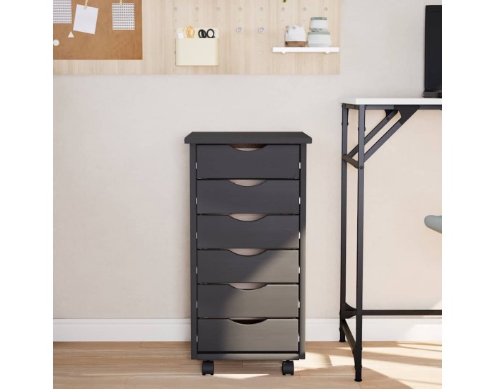 Sonata H Шкаф с чекмеджета на колелца MOSS, сив, бор масив