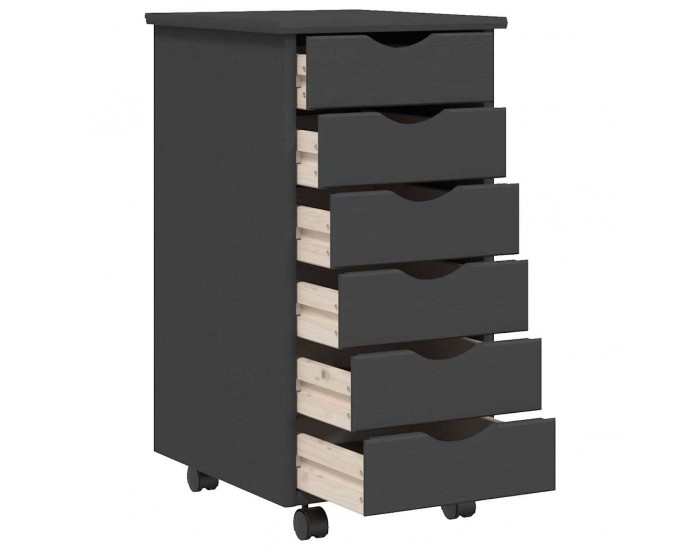 Sonata H Шкаф с чекмеджета на колелца MOSS, сив, бор масив