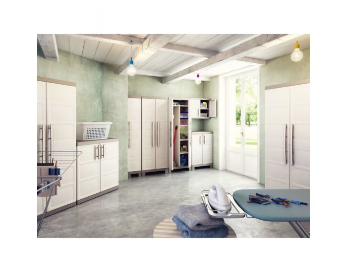 Keter Нисък шкаф за съхранение Excellence, бежово и таупе, 97 см