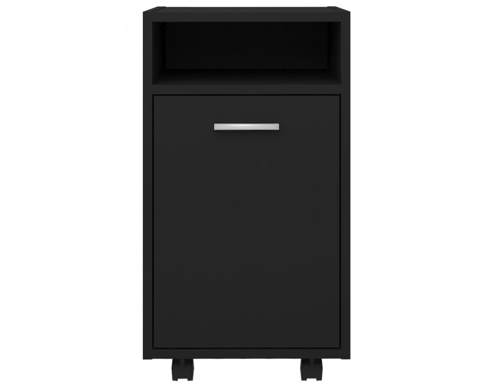 Sonata H Страничен шкаф с колелца, черен, 33x38x60 см, инженерно дърво