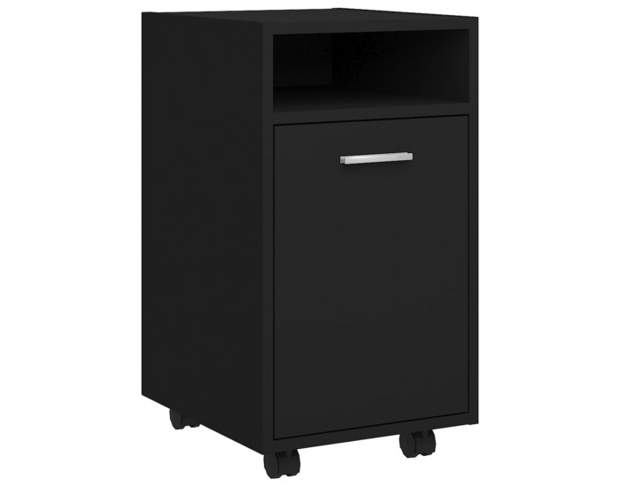 Sonata H Страничен шкаф с колелца, черен, 33x38x60 см, инженерно дърво