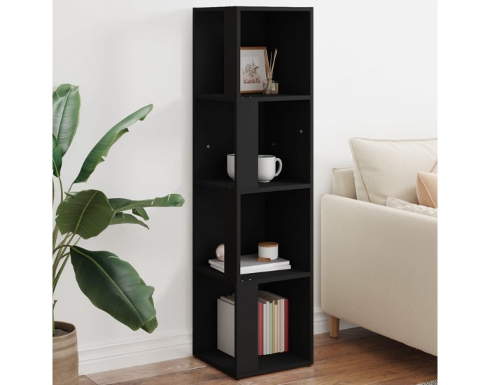 Sonata H Ъглов шкаф, черен, 33x33x132 см, ПДЧ