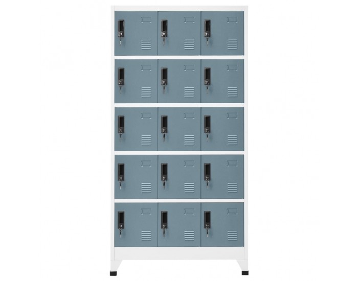 Sonata H Заключващ се шкаф светлосиво и тъмносиво 90x40x180 см стомана