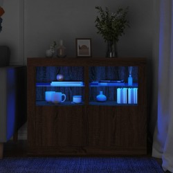 Sonata H Странични шкафчета с LED, 2 бр, Кафяв дъб, инженерно дърво Sonata H Странични шкафчета с LED, 2 бр, Кафяв дъб, инженерно дърво - Гардероби