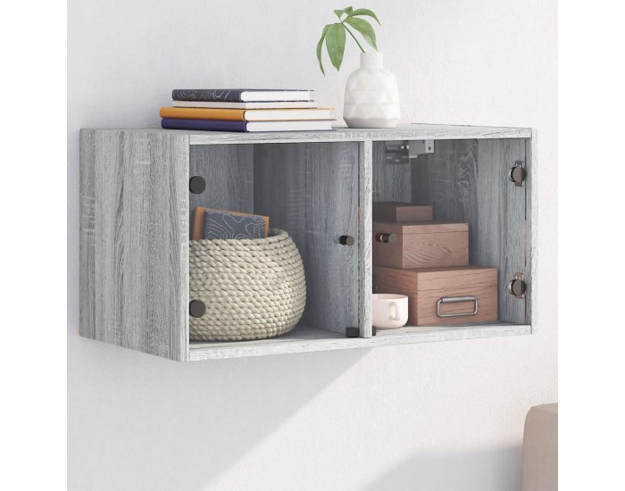 Sonata H Стенен шкаф със стъклени врати, сив сонома, 68,5x37x35 см