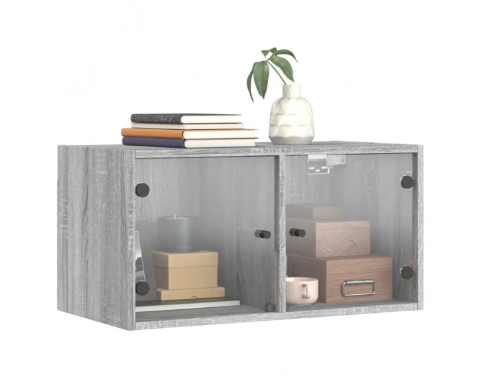 Sonata H Стенен шкаф със стъклени врати, сив сонома, 68,5x37x35 см