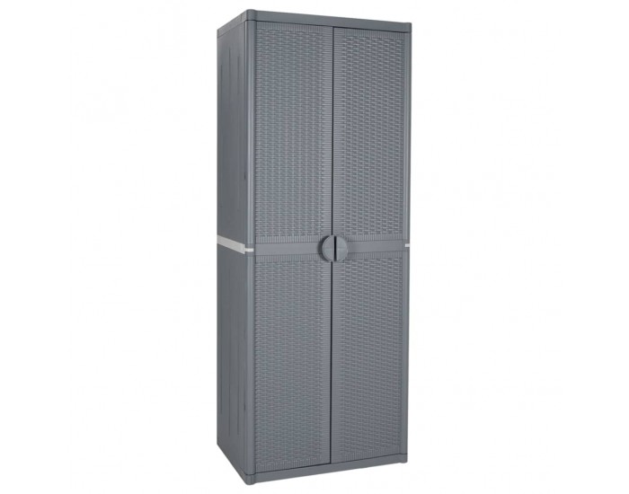 Sonata H Градински шкаф за съхранение, сив, 65x45x172 см, PP ратан