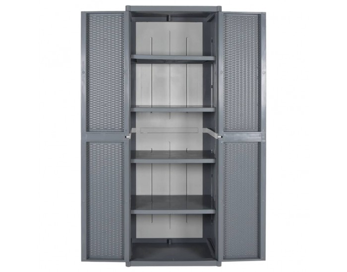 Sonata H Градински шкаф за съхранение, сив, 65x45x172 см, PP ратан