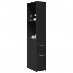 Sonata H Тесен скрин за баня с колелца, черен, инженерно дърво - Гардероби