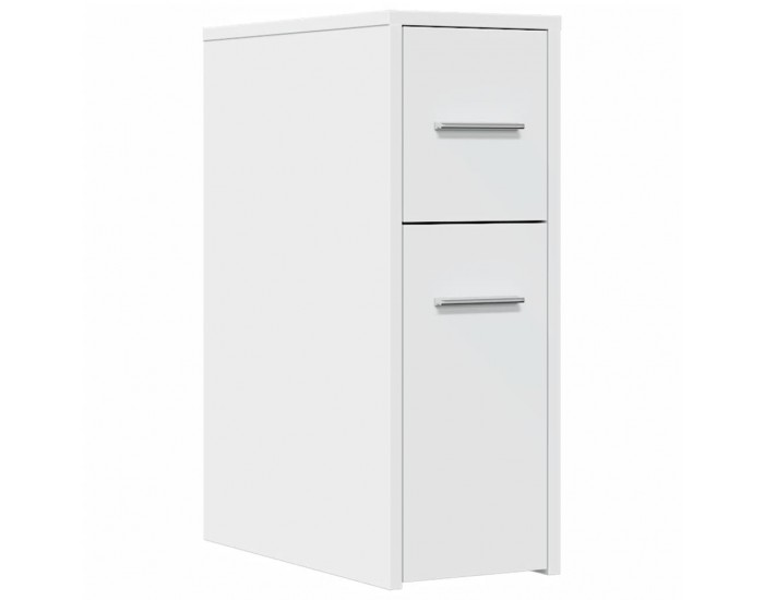 Sonata H Тесен скрин за баня с колелца, бял, инженерно дърво