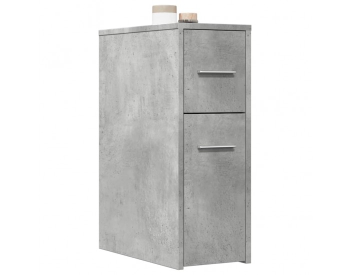 Sonata H Тесен скрин за баня с колелца, бетонно сив, инженерно дърво