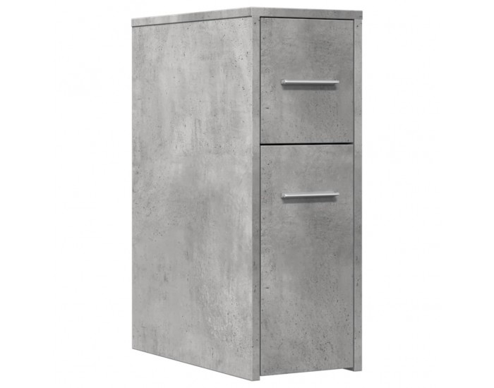 Sonata H Тесен скрин за баня с колелца, бетонно сив, инженерно дърво