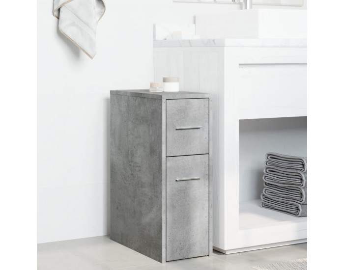 Sonata H Тесен скрин за баня с колелца, бетонно сив, инженерно дърво