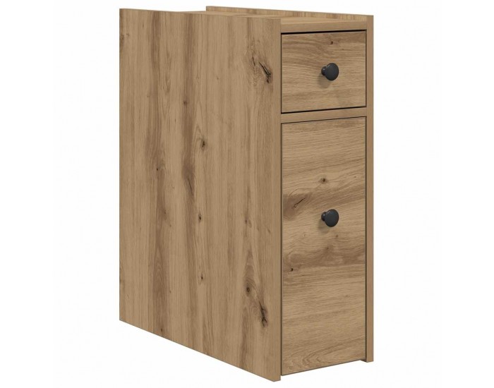 Sonata H Тесен скрин за баня с колелца, дъб артизан, инженерно дърво