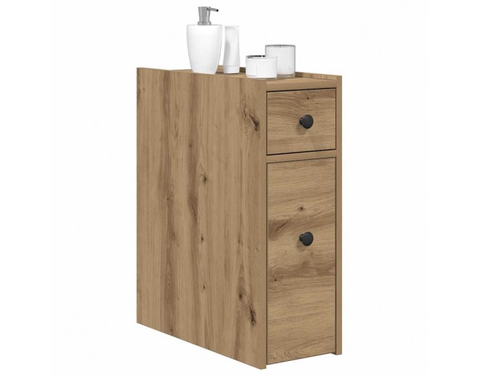 Sonata H Тесен скрин за баня с колелца, дъб артизан, инженерно дърво
