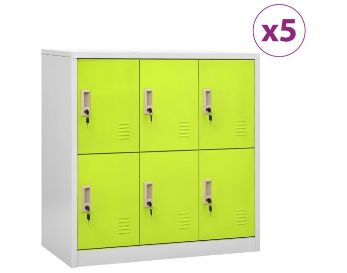 Sonata H Заключващи шкафове 5 бр светлосиво/зелено 90x45x92,5 см стомана