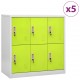 Sonata H Заключващи шкафове 5 бр светлосиво/зелено 90x45x92,5 см стомана