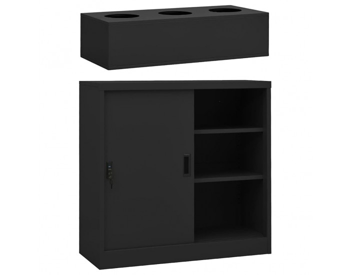 Sonata H Шкаф с плъзгаща врата и плантер, антрацит, стомана