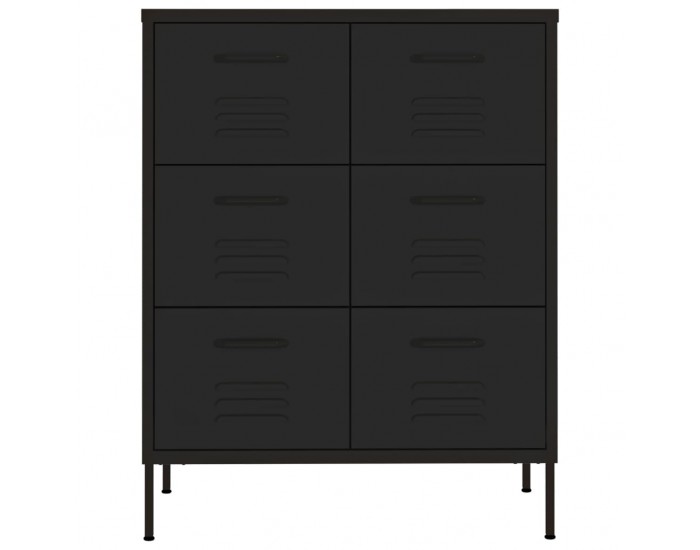 Sonata H Шкаф с чекмеджета, черен, 80х35х101,5 см, стомана