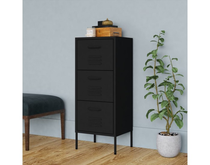 Sonata H Шкаф за съхранение, черен, 42,5x35x101,5 см, стомана